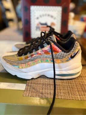 Nike Kids Air Max 95 Iridescent Multicolor Sneakers with Black Trim